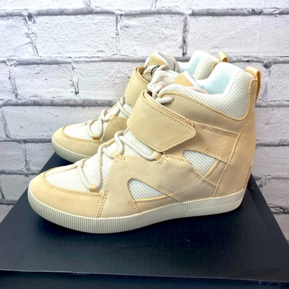 Sorel Womens Out N About Sport Wedge Ankle Boots Cream High Top Size 9 NEW